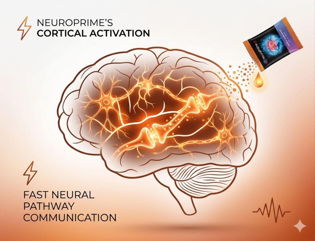 An illustration showing enhanced neural pathways and brain health.