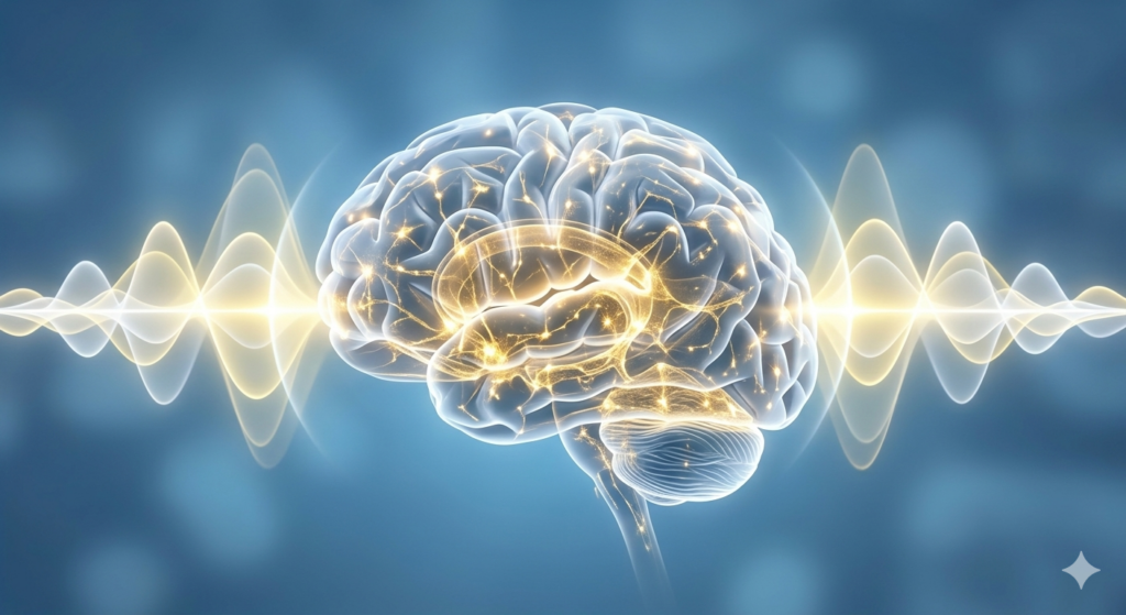 Illustration of Gamma brainwaves and neural network activation